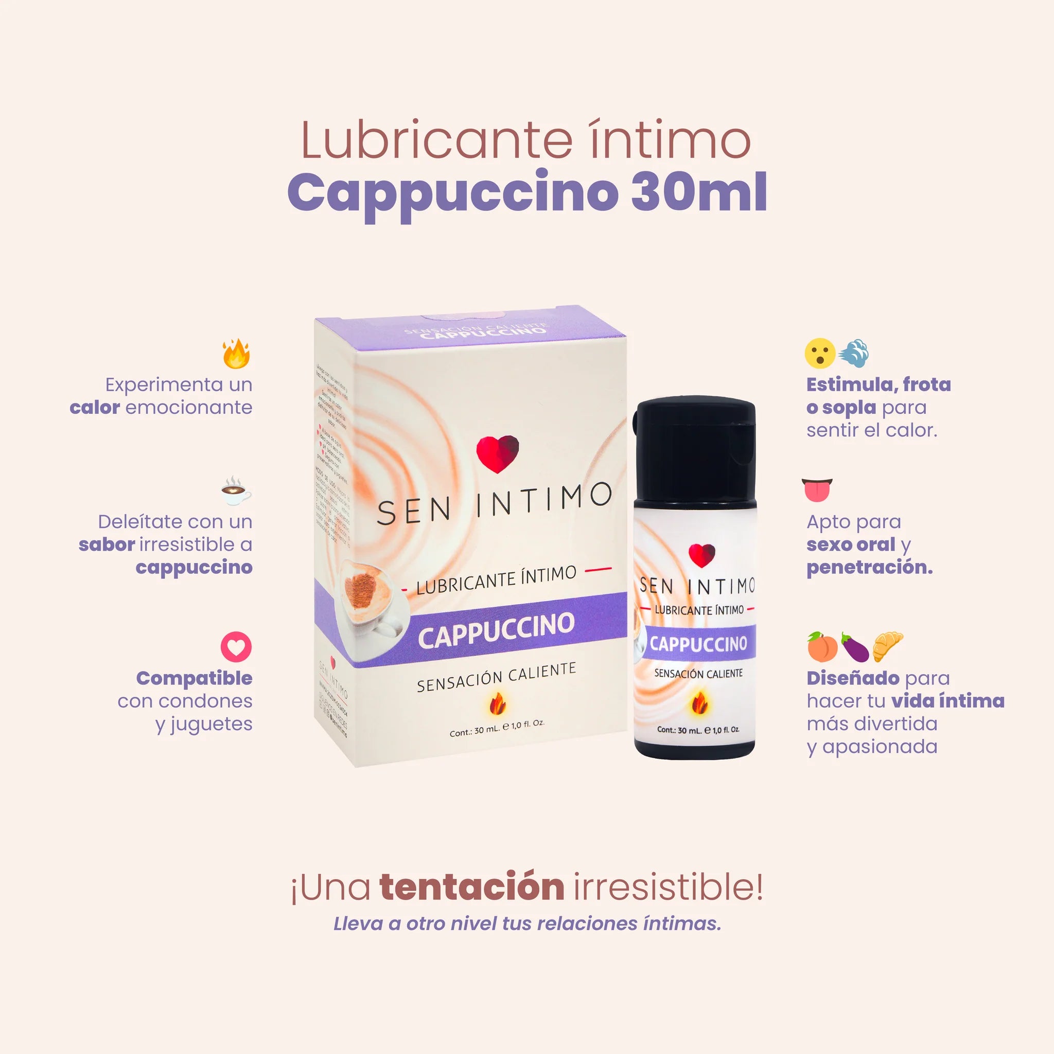 Lubricante Íntimo Cappuccino Sensación Caliente x 30 ml